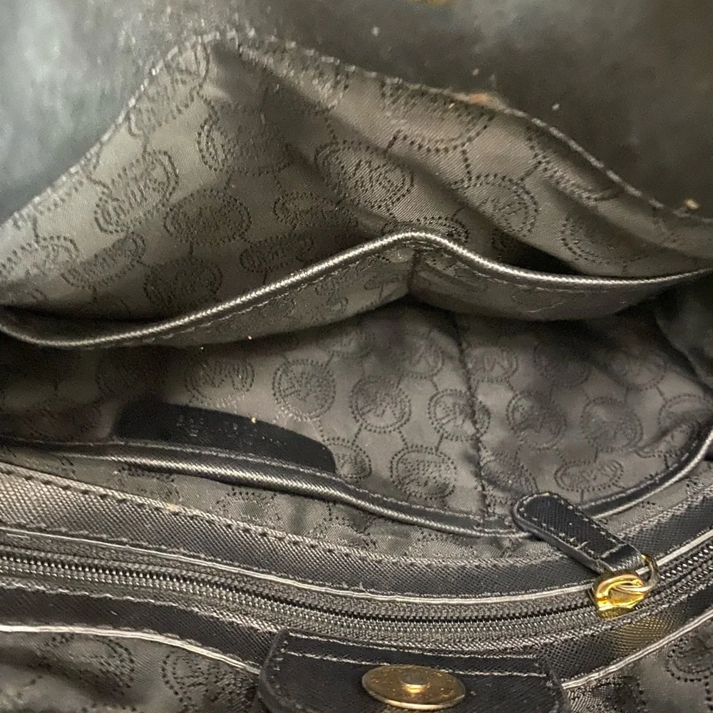 Michael Kors Hamilton Black Satchel with Gold Accents